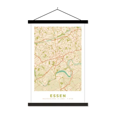 Produktbild von MuchoWow® Textilposter Karte - Essen - Vintage - Stadtplan 40x60 cm mit schwarzem Rahmen - Wanddekorationen