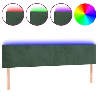 Produktbild von LED Kopfteil Dunkelgrün 200x5x78/88 cm Samt