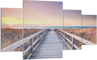 Produktbild von Bild auf Leinwand - Leinwandbild - 4 Teile - Weg Meer Brücke - 160x90cm - Wand Bild - Wanddeko - Wandbilder - Leinwanddruck - Bilder - Wanddekoration - Leinwand bilder - Wandbild - DL160x90-4948