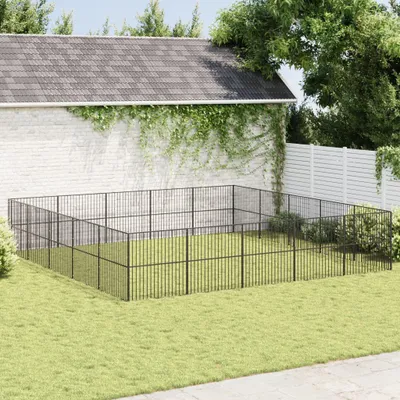 Obrázek produktu pro Ohrádka pro psy 20 panelů černá pozinkovaná ocel 500 x 500 x 100 cm