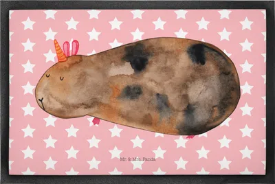 Produktbild von Mr. & Mrs. Panda fußmatte Einhorn Meerschweinchen 50 x 75 cm - Rot Pastell - Geschenk, Unicorn, Schmutzmatte, Fußabstreifer, Meerschwein, Meerhörnchen, Fussmatte