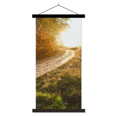Produktbild von MuchoWow® Textilposter Weg - Natur - Baum 90x180 cm mit schwarzem Rahmen - Dekoration Wohnzimmer