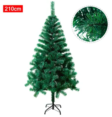 Zdjęcie produktu dla Sztuczne drzewko świąteczne QEENTOE, 210 cm, choinka z PVC, drzewko świąteczne ze stojakiem, zielona sztuczna choinka do dekoracji świątecznych