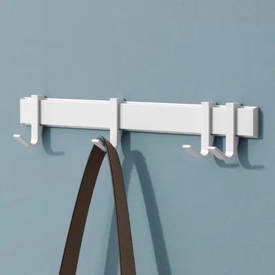 Produktbild von Mai & Mai Kleiderhaken Wandgarderobe Wandhaken aus Aluminium mit 4 Verschiebbare Garderobenleiste Garderobenhaken 40cm Matt weiß Stalo-12