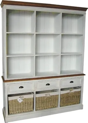 Produktbild von Casa Padrino Landhausstil Wandschrank Antik Weiß / Braun 160 x 40 x H. 206 cm - Landhausstil Möbel