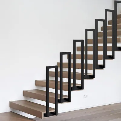 Obrázek produktu pro Izrielar 110 cm schodišťové zábradlí ve tvaru U, černé madlo pro schody, univerzální pro vnitřní i venkovní použití, chodby, boční montáž