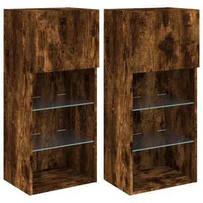 Produktbild von vidaXL TV-Schränke mit LED-Leuchten 2 Stk. Räuchereiche 40,5x30x90 cm