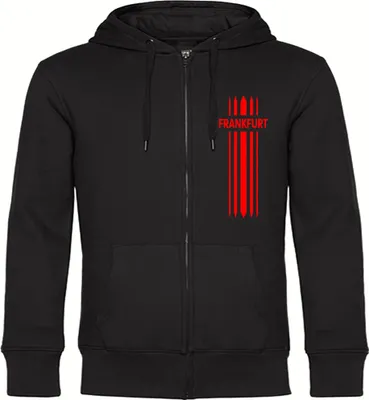 Produktbild von multifanshop Kapuzen Sweatshirt Jacke - Frankfurt - Streifen, schwarz, Größe XXL