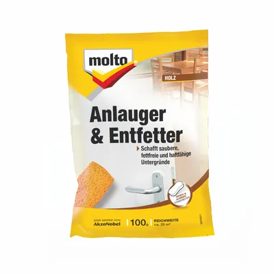 Produktbild von Molto Anlauger und Entfetter, Oberflächenvorbereitungs-Reinigungsmittel & Entfetter, Tür, Möbel, Fenster, Mauerwerk, Metall, Putz, Kunststoff, Holz, 100 g, Auf Wasserbasis, Weiß, 0,89 g/cm³