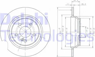 Produktbild von 2x DELPHI Bremsscheibe BG3725 passend für MERCEDES-BENZ SL (R230) 58 5mm 300mm