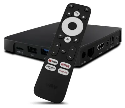 Imagen del producto de Caja de streaming para Android TV en resolución 4K UHD, de alta gama, que incluye aplicaciones para el entretenimiento