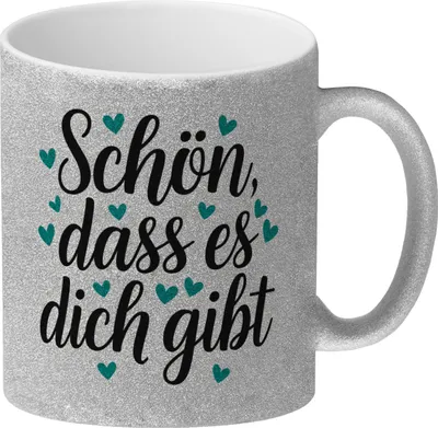Produktbild von Schön, dass es dich gibt Glitzer-Kaffeebecher mit Herzen