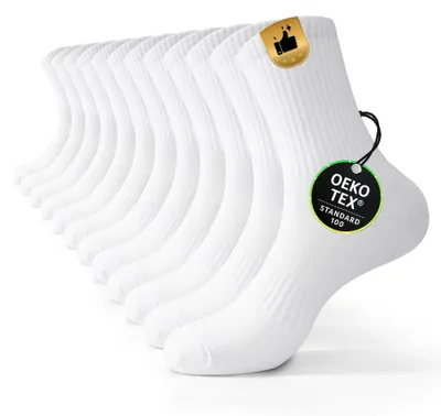 Imagen del producto de Calcetines deportivos para mujer FALARY, talla 35-38, calcetines blancos, paquete de 6 pares