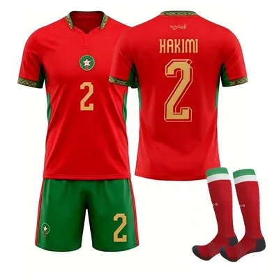 Immagine prodotto di #2 HAKIMI Maglia da calcio del Marocco per i Mondiali 2026, disponibile in casa, per bambini e adulti. TAGLIA:XL