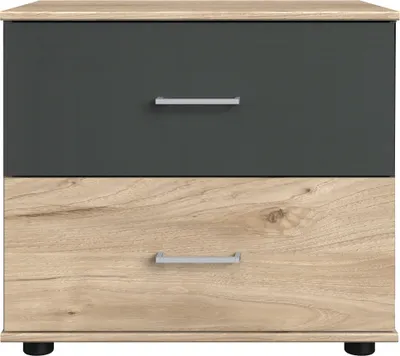 Produktbild von Nachtschrank >ANGIE< in HICKORY OAK + GRAPHIT - 52x40x38cm (BxHxT)