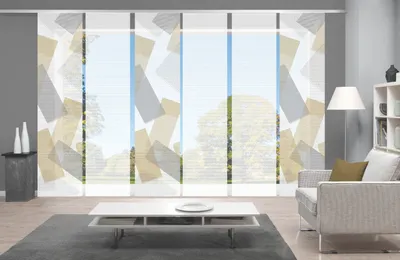 Produktbild von NAYAH Schiebegardine, halbtransparente Bambus-Optik, 260x60 cm, Graphikmotiv