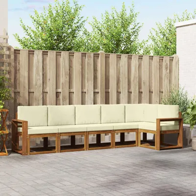 Produktbild von Outdoor-Sofagarnitur - VIDAXL - Terrassen-Sofa - mit Kissen - 6 pcs - Natur und Creme
