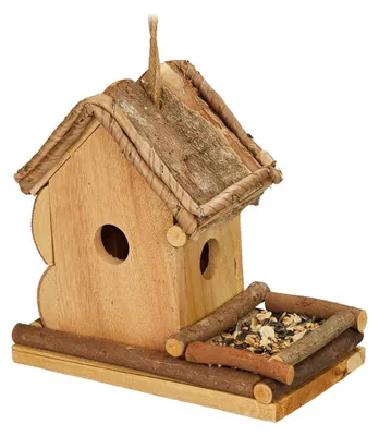 Produktbild von Vogelhaus Nistkasten Vogelfutterhaus - Naturholz Tannenholz - 21 x 21 x 12,5 cm - Mit Einflugloch - Zum Aufhängen oder Stellen