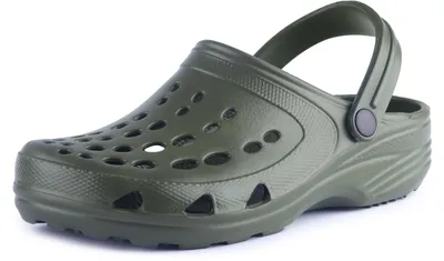 Produktbild von Ladeheid Damen und Herren leichte Eva Clogs mit Fersenriemen Gartenclogs Gartenschuhe Freetime (Olive, 36/37 EU)