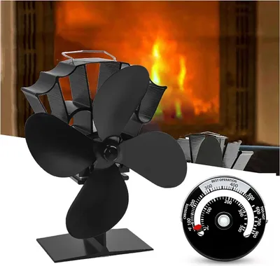 Produktbild von 4 Blätter Kaminventilator Stromloser Ventilator Ofenventilator Kamin Lüfter Stromloser Holzofenventilator, extrem leiser Kamin, holzbefeuerter Eco-Ventilator für effiziente Wärmeverteilung