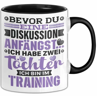 Produktbild von Mama Papa Tasse Geschenk 2 Töchter Geschenkidee Muttertag Vatertag Geschenke (Schwarz)