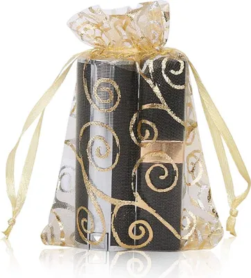 Produktbild von 100 Stück Organzabeutel mit Tunnelzug für Geschenke in Gold - 15x20 cm