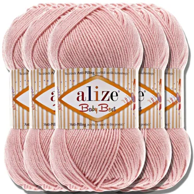 Produktbild von Alize 5x 100g Baby Best Wolle, Antipilling, Uni, Häkeln, Stricken (Polvo | 161)