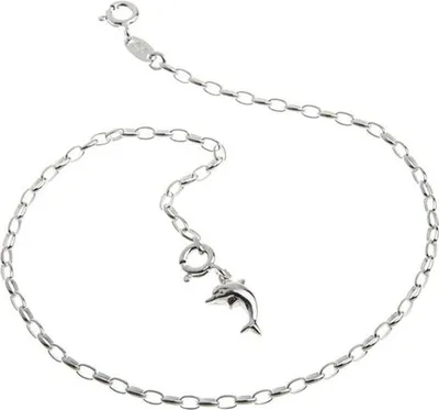 Produktbild von SILBERKETTEN STORE Fußkette Rundanker 2,3mm mit Delfinanhänger - 925 Silber, Länge 23cm - 23cm