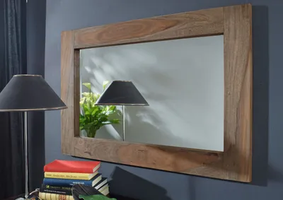 Produktbild von MASSIVMOEBEL24 Spiegel Sheesham 90x3x60  grau geölt NATURE GREY #709