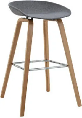 Produktbild von Casa Dolce Barstuhl DENONA, 53x50x80 cm, grau, Holzgestell, verchromte Fußstütze, 120 kg Belastbarkeit