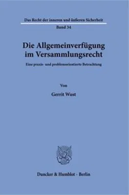 Obrázok produktu pre Die Allgemeinverfügung im Versammlungsrecht