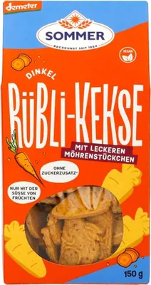 The image shows the front packaging of a food product, specifically cookies, with prominent branding and product information.