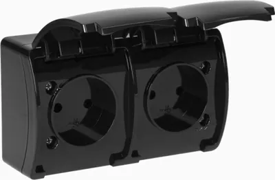 Produktbild von Aufputz Doppelsteckdose Steckdose Wandsteckdose IP44 schwarz Aussensteckdose