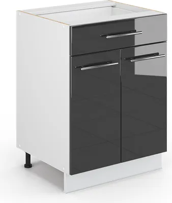 Produktbild von Vicco Küchenunterschrank Fame-Line, 60 cm mit Schublade, ohne Arbeitsplatte, Anthrazit Hochglanz/Weiß