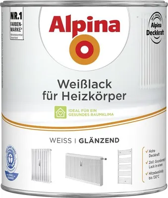 Produktbild von Alpina Heizkörperlack weiß 2 L weiß glänzend