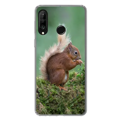 Produktbild von MuchoWow® Handyhülle Schutzhülle Hülle für Huawei P30 Lite Waldtier - Eichhörnchen - Moos Silikon Softcase Handy Hülle - Handyhülle
