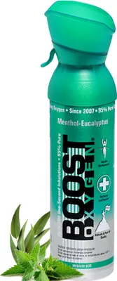 Immagine prodotto di Boost Oxygen Ossigeno puro in bombola - 5 litri di mentolo ed eucalipto, ossigeno puro al 95% in una bombola trasportabile da 5 litri