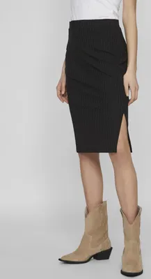 Produktbild von Eleganter Bleistift Rock Gerippt Midi Stretch Skirt | S