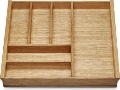 Produktbild von ORGA-BOX III EICHE Besteckeinsatz für 60er Schublade z.B. Nobilia ab 08/2012 (473 x 497 mm) Holz-Küchenorganizer mit 6 Fächern