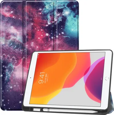 Produktbild von Mobigear Tri-Fold Gel iPad 9 (2021) Hülle TPU,Kunstleder Klapphülle + Stifthalter - Galaxis