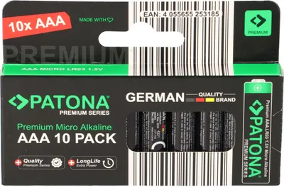 Produktbild von PATONA Premium AAA Micro LR03 – 10x Alkalibatterien 1 5V