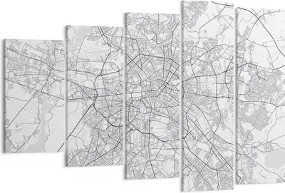 Produktbild von Bild auf Leinwand - Leinwandbild - 5 Teile - Stadt Karte Berlin - 150x100cm - Wand Bild - Wanddeko - Wandbilder - Leinwanddruck - Bilder - Wanddekoration - Leinwand bilder - Wandbild - EG150x100-4681