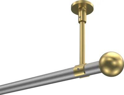 Produktbild von Interdeco Gardinenstange / Vorhangstange Silbergrau / Messing-Optik, Typ Sonette Luino (Kugel) ohne Ringe, Deckenmontage, 20 mm Ø 1-läufig, 420 cm
