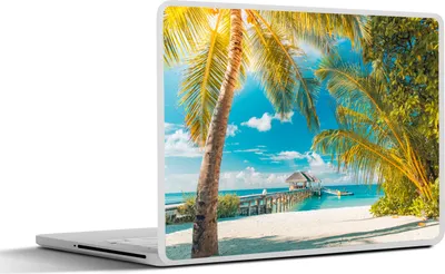 Produktbild von MuchoWow® Laptop Aufkleber Sticker Cover Tropisch - Strand - Palme 36.5x27.5 cm - Laptop-Sticker