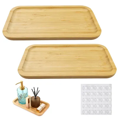 2 Bambus-Tabletts, quadratisch, 25x14x1,5 cm, für Kaffee & Tee