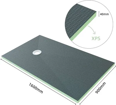 Produktbild von 1600x900mm XPS Platten 40mm Duschwanne Duschtasse Duschplatte  Fliesenplatte Mit Ablaufgarnitur