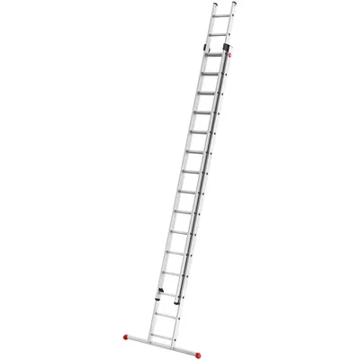 Produktbild von Hailo S80 ProfiStep Duo Alu-Schiebeleiter - 2 x 15 Sprossen belastbar bis 150 kg - Rastsystem mit Anhebesicherung - sprossenweise höhenverstellbar - Aluleiter  Germany - rostfrei - Silber