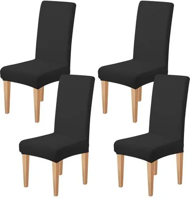 Image de Housses de chaise extensibles Unyqoos®, lot de 4, en jacquard de polyester et Élasthanne, lavables, avec élastique – protection contre les taches et les rayures, idéales pour les salles à manger et les événements