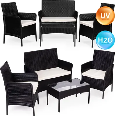 Produktbild von Gartenmöbel-Set - Tisch, Bank, Sessel Schwarz MultiGarden