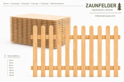 Produktbild von Zaunfelder 200x60cm Sibirische Lärche 10Stück Muster gerade Ausführung, KI-generiertes Bild